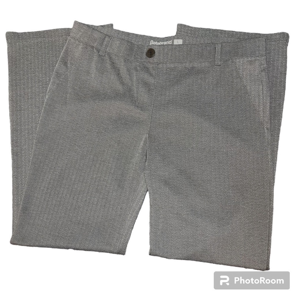 Betabrand Dress Pant Yoga Pants Herringbone Gray Straight Large Petite 29.5”